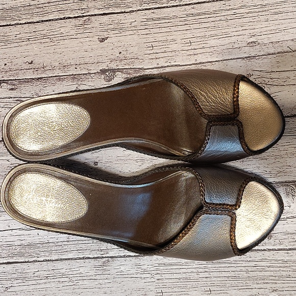 Cole Haan Metallic Gold Leather Women's Mules - Picture 1 of 4